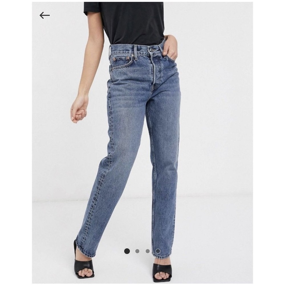 Topshop dad jeans in mid blue, Mid rise Loose Fit, like new, worn once, sz. 8